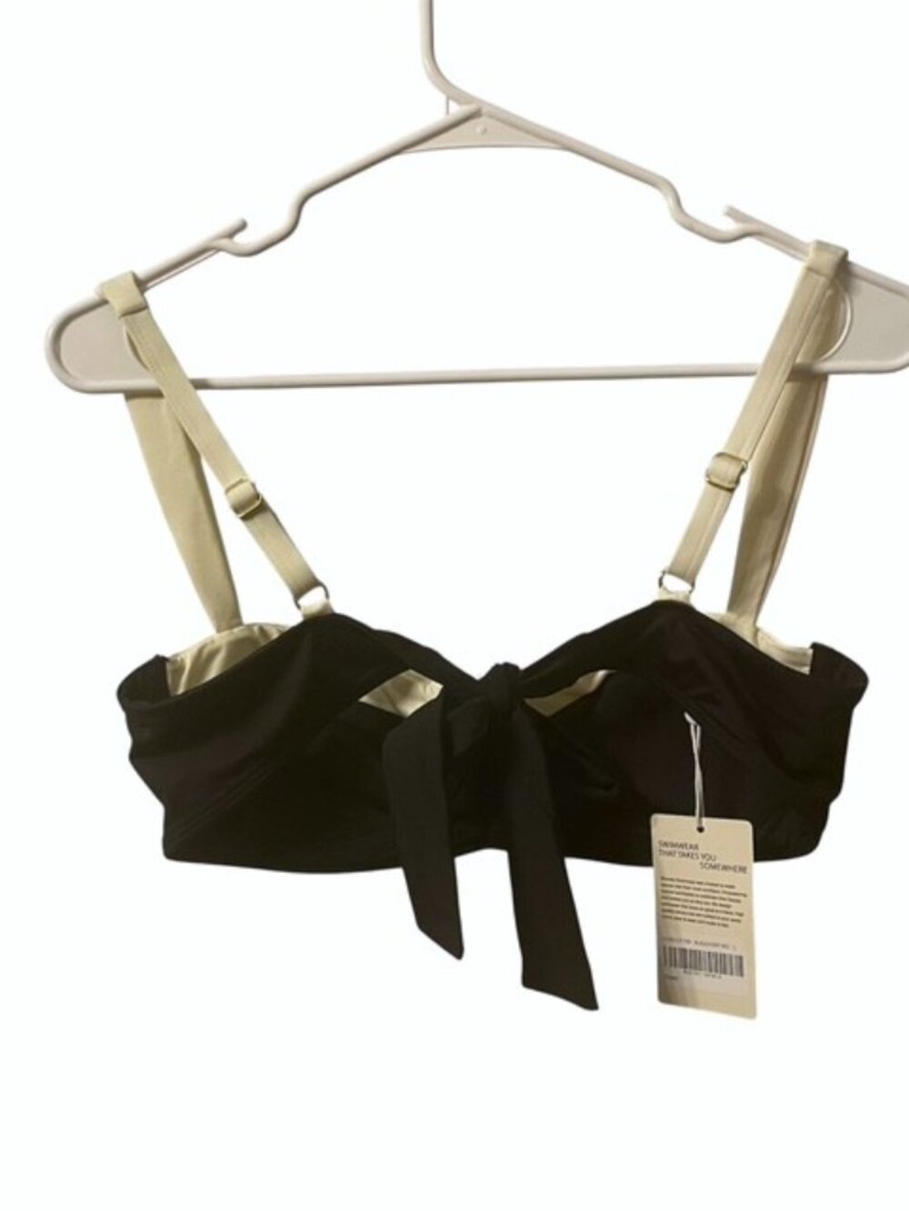NWT Monday Swimwear Clovelly Bikini Top Black Ivory Size Large - Picture 6 of 12